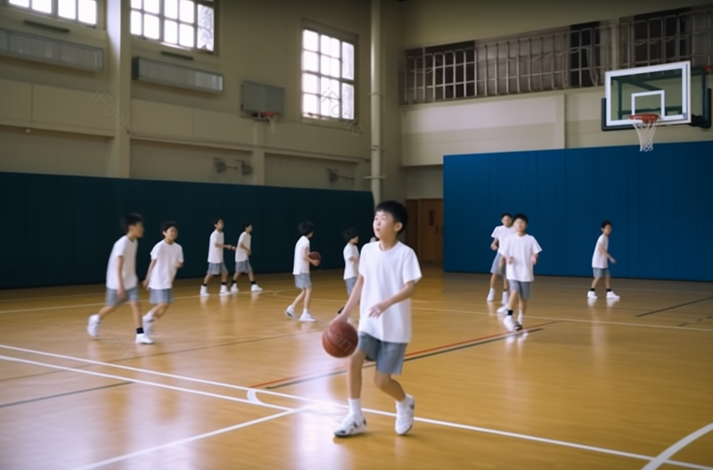 日本孩子在学校体育馆练习篮球背景图,高清,摄影图,摄影图片,图片大全,摄影图免费下载